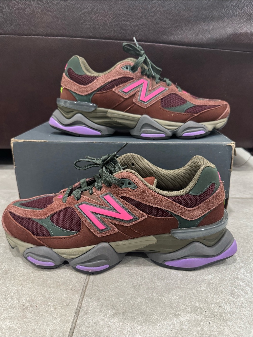 Size 10- New Balance 9060 Burgundy Pink